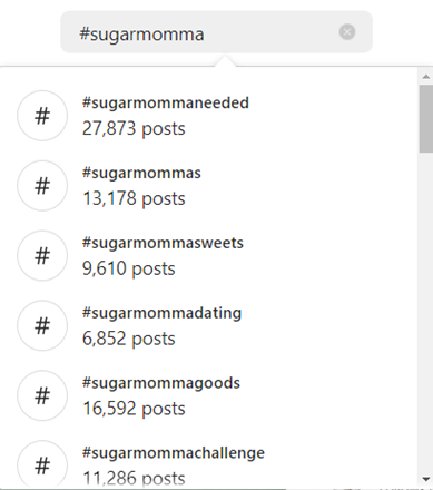 Instagram Sugar Momma Hastags