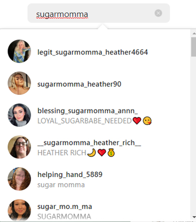 Instagram Sugar Momma Keywords
